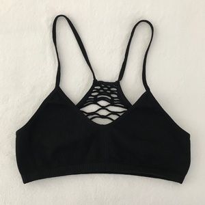 Intimately Free People ribbed bralette crochet racerback black size M/L